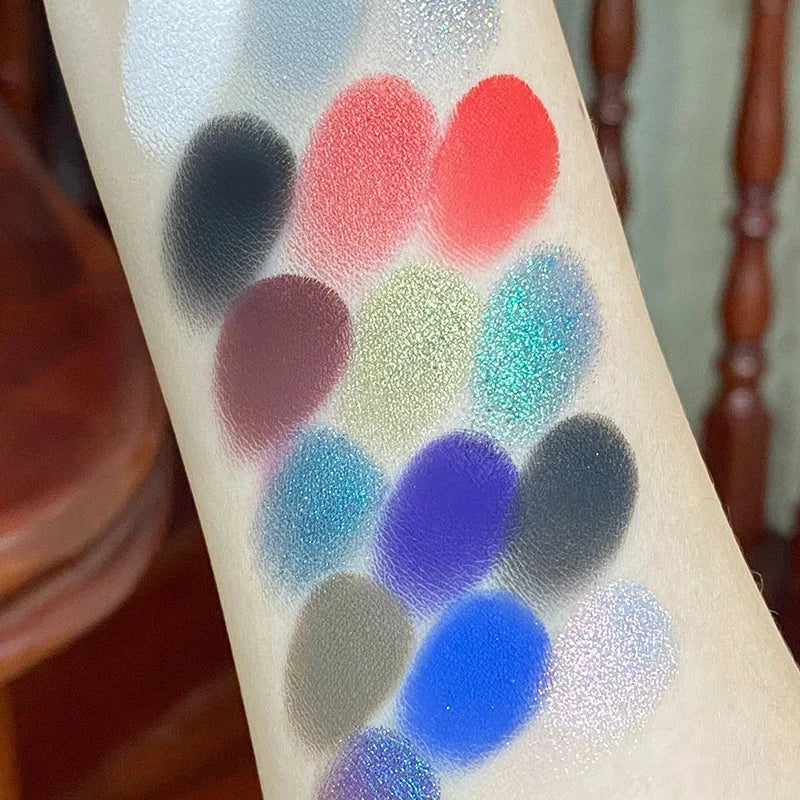 16-Color Punk Eyeshadow Palette for Bold Matte and Shimmer Looks