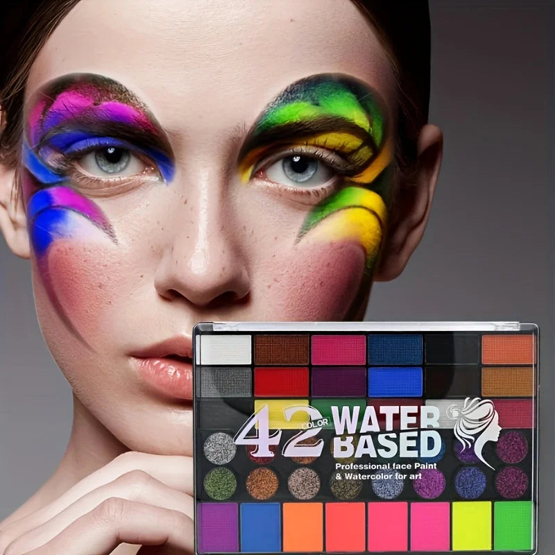 42-Color Water-Activated Face and Body Paint Makeup Set