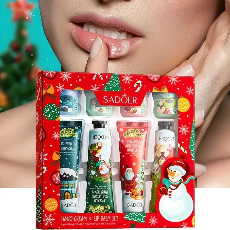 Christmas Moisturizing Hand Cream and Lip Balm Gift Set
