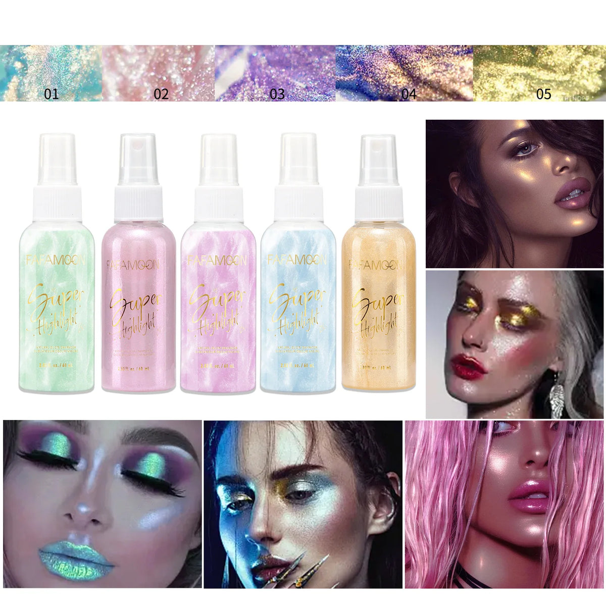Shimmer Body and Face Glitter Highlighter Spray