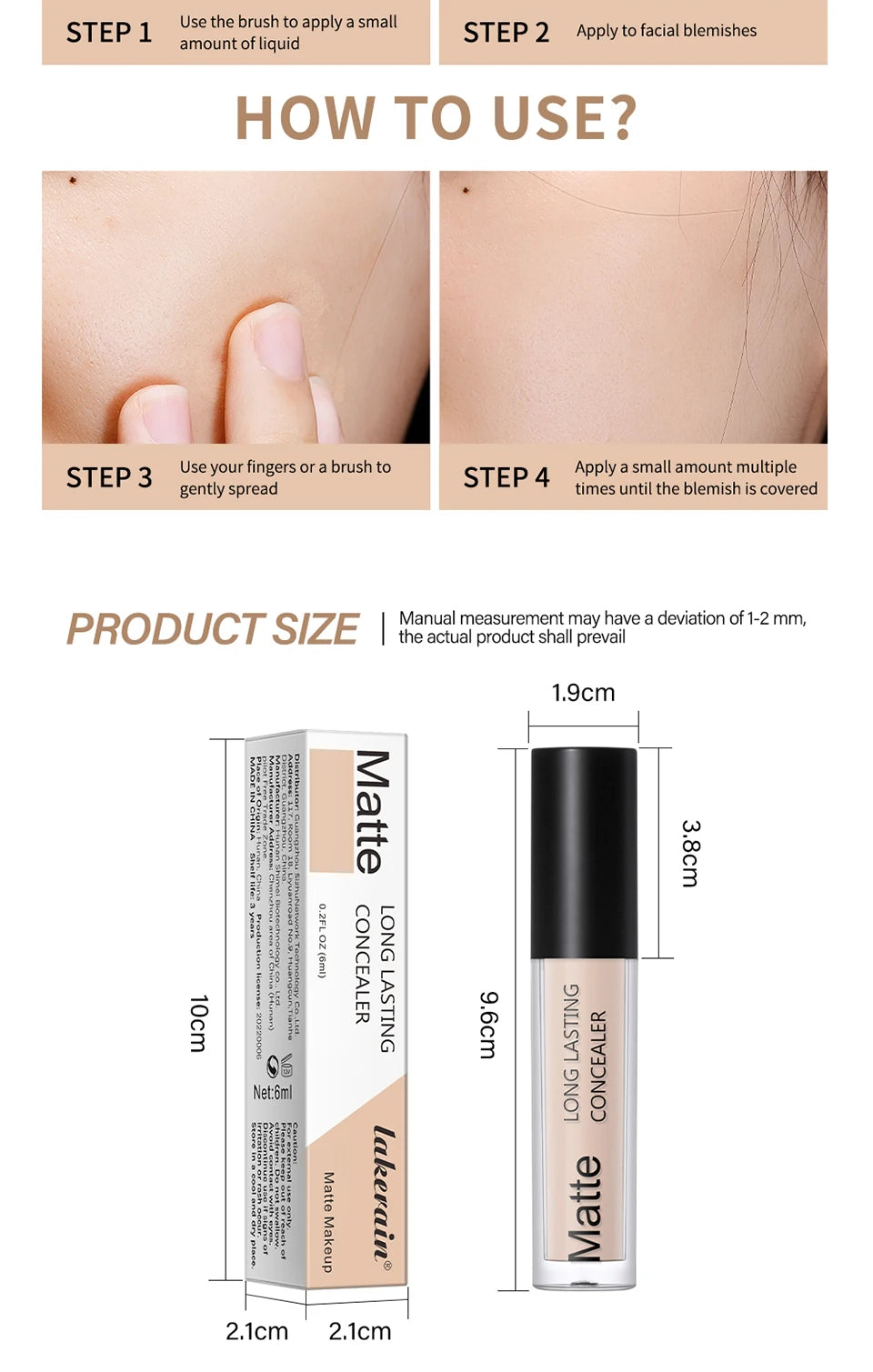 Full Coverage Matte Liquid Concealer for All Skin Types