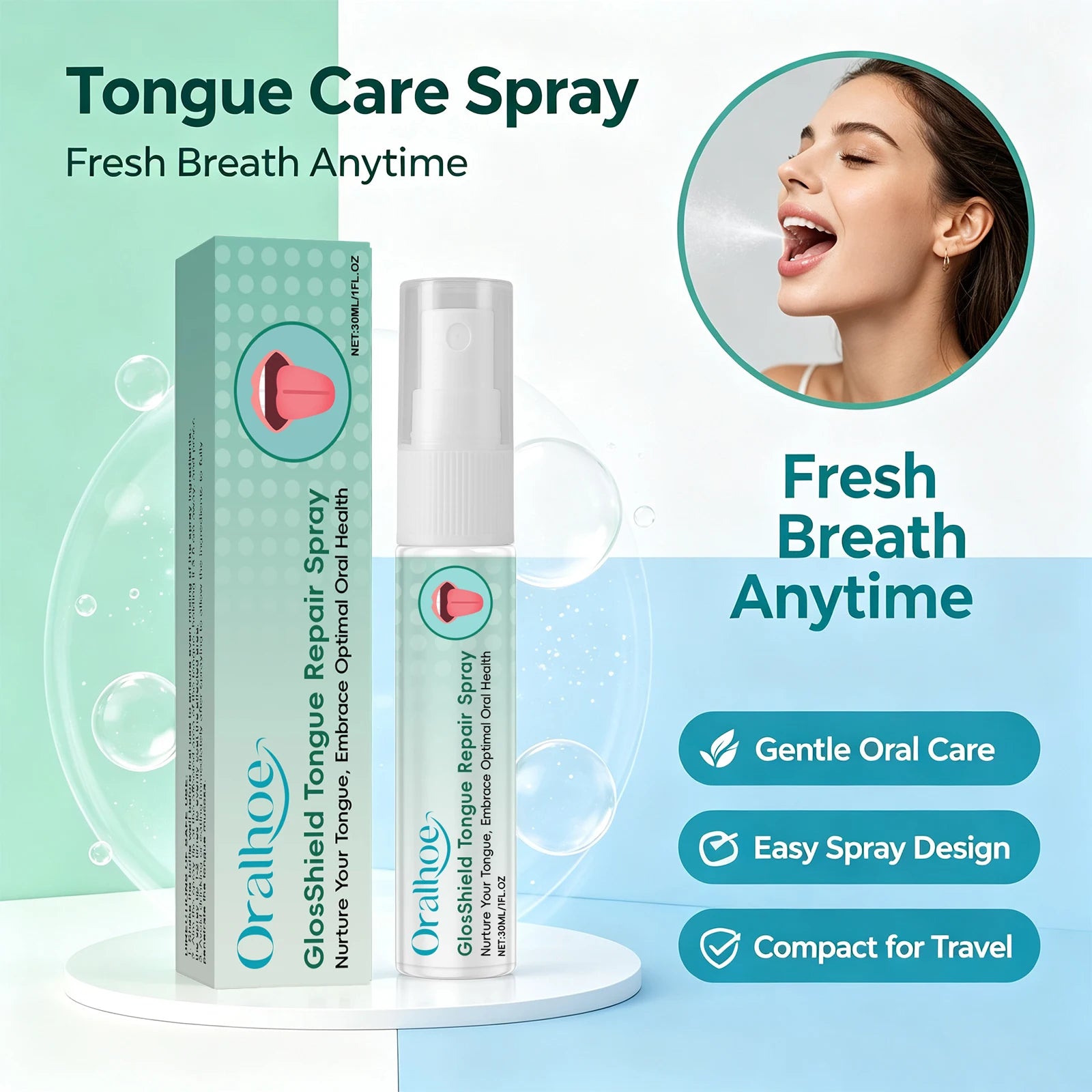 Refreshing Tongue Care Spray for Bad Breath and Oral Health - 1