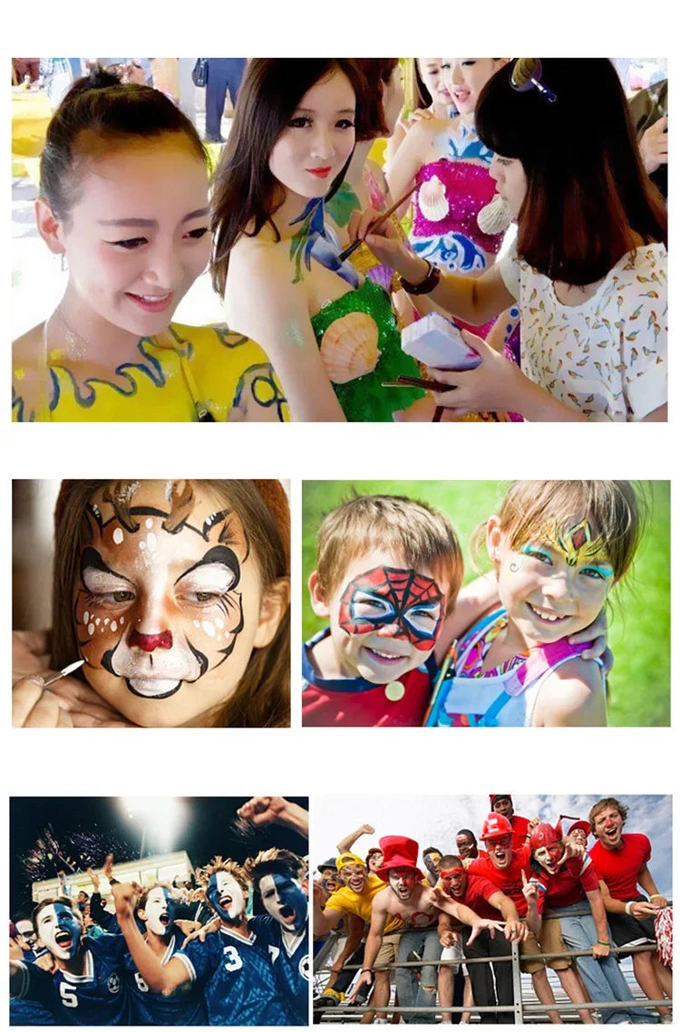 Professional 12-Color Face and Body Painting Kit with Setting Powder - 14