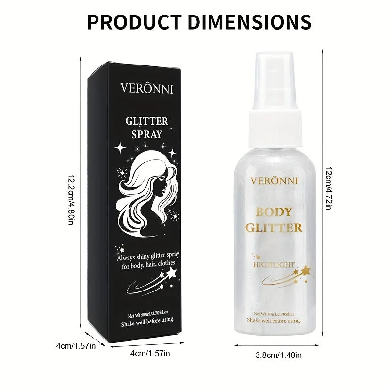 Shimmering Body and Hair Glitter Highlighter Spray