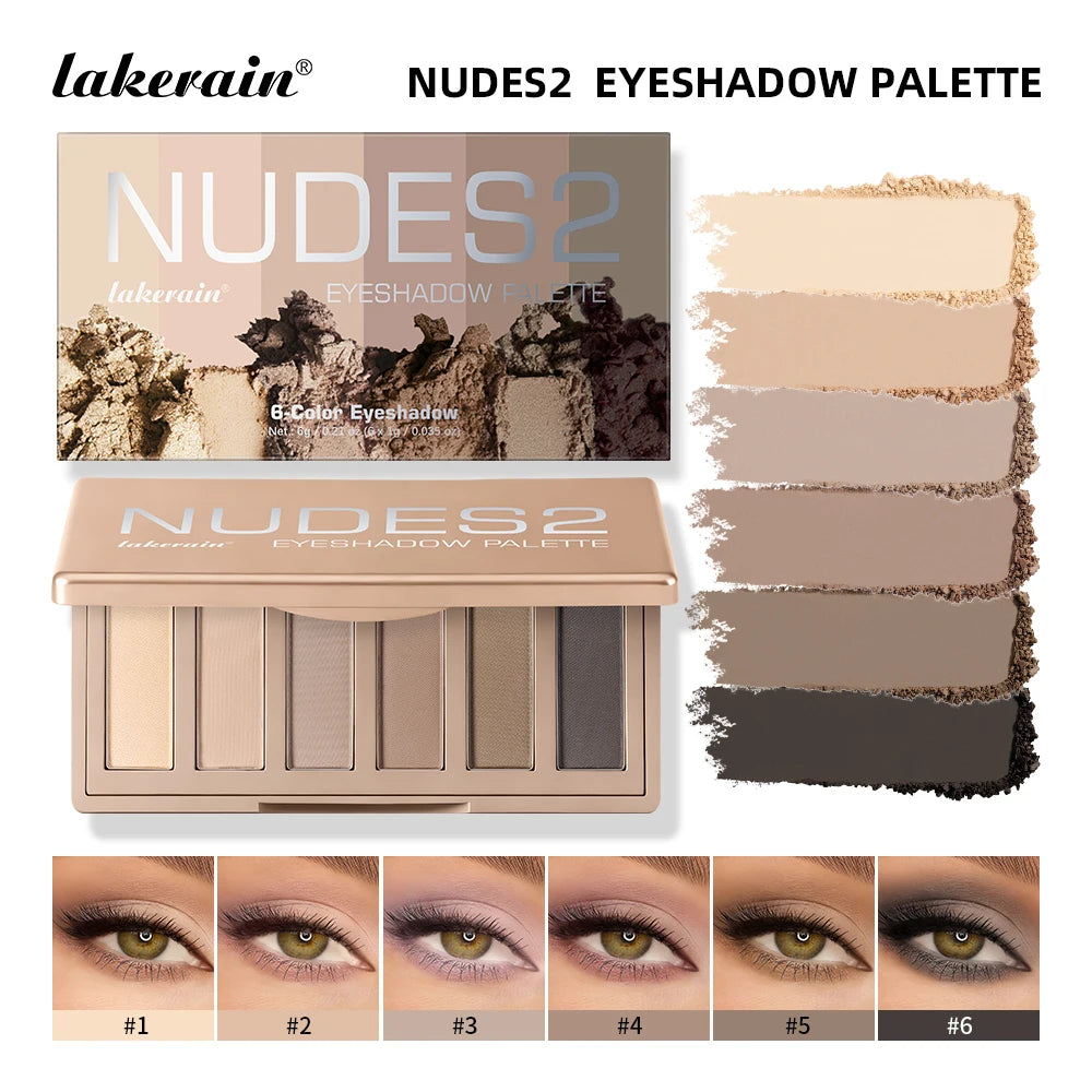 6-Color Matte Eyeshadow Palette for Neutral Nude Makeup Looks