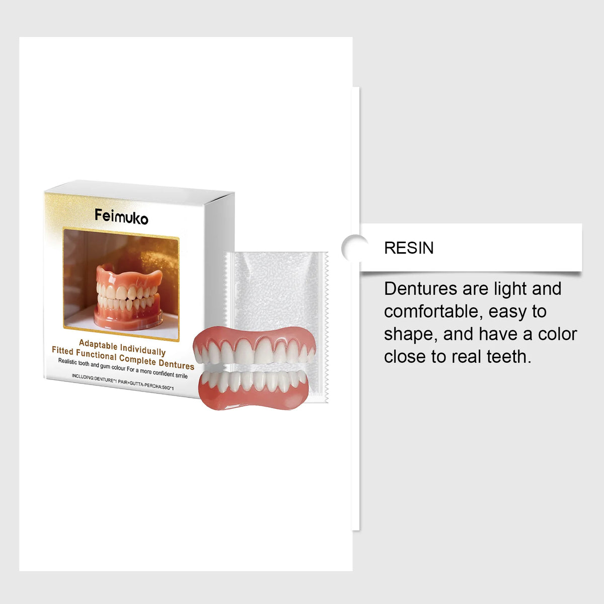 Comfortable Custom-Fit Realistic Denture Set