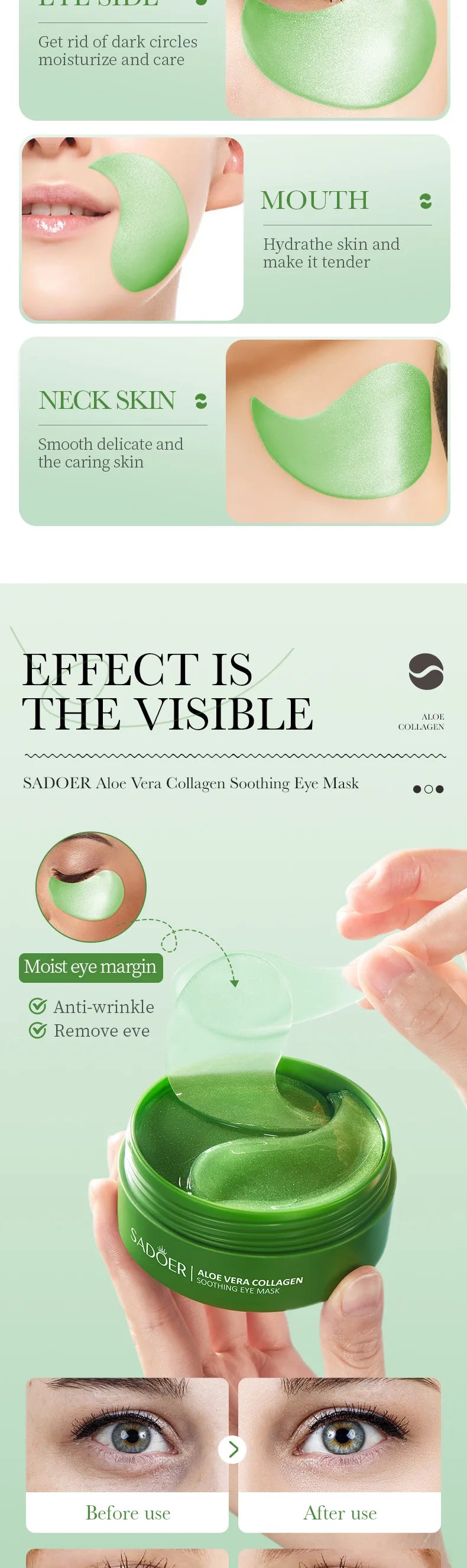 Aloe Vera Collagen Soothing Eye Mask for Dark Circles
