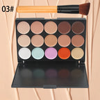 15-Color Professional Facial Concealer Palette and Brush