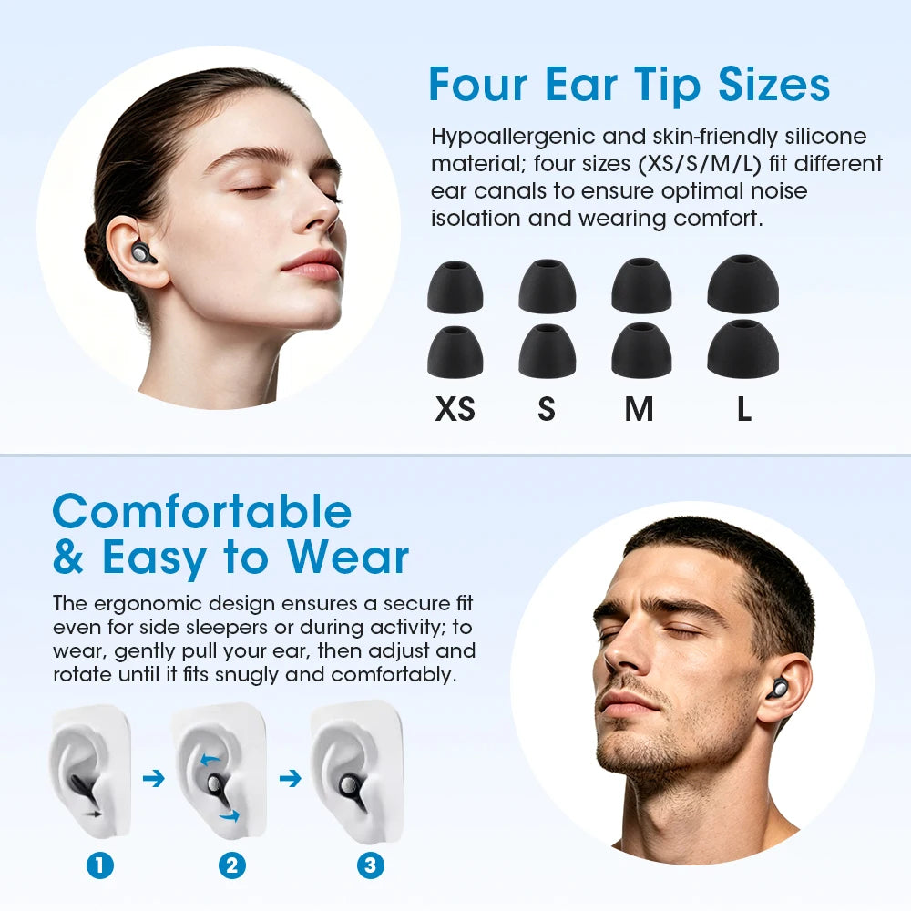 Reusable Noise Cancelling Silicone Earplugs for Sleep and Travel