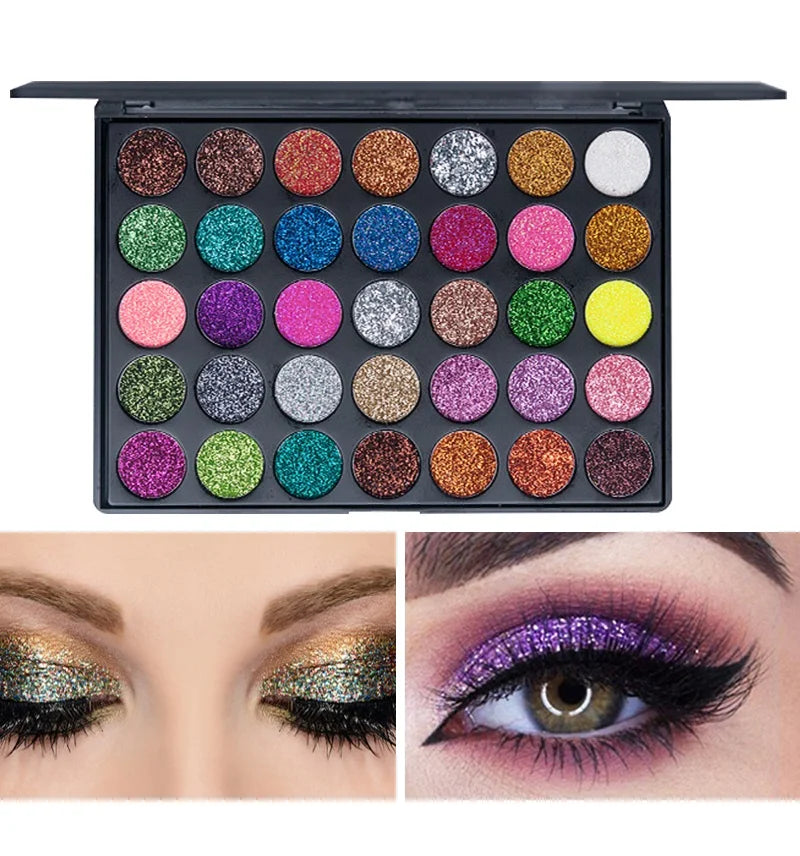 35-Color Professional Shimmer & Glitter Eyeshadow Palette
