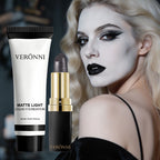 Halloween Matte White Foundation and Black Glitter Lipstick Set