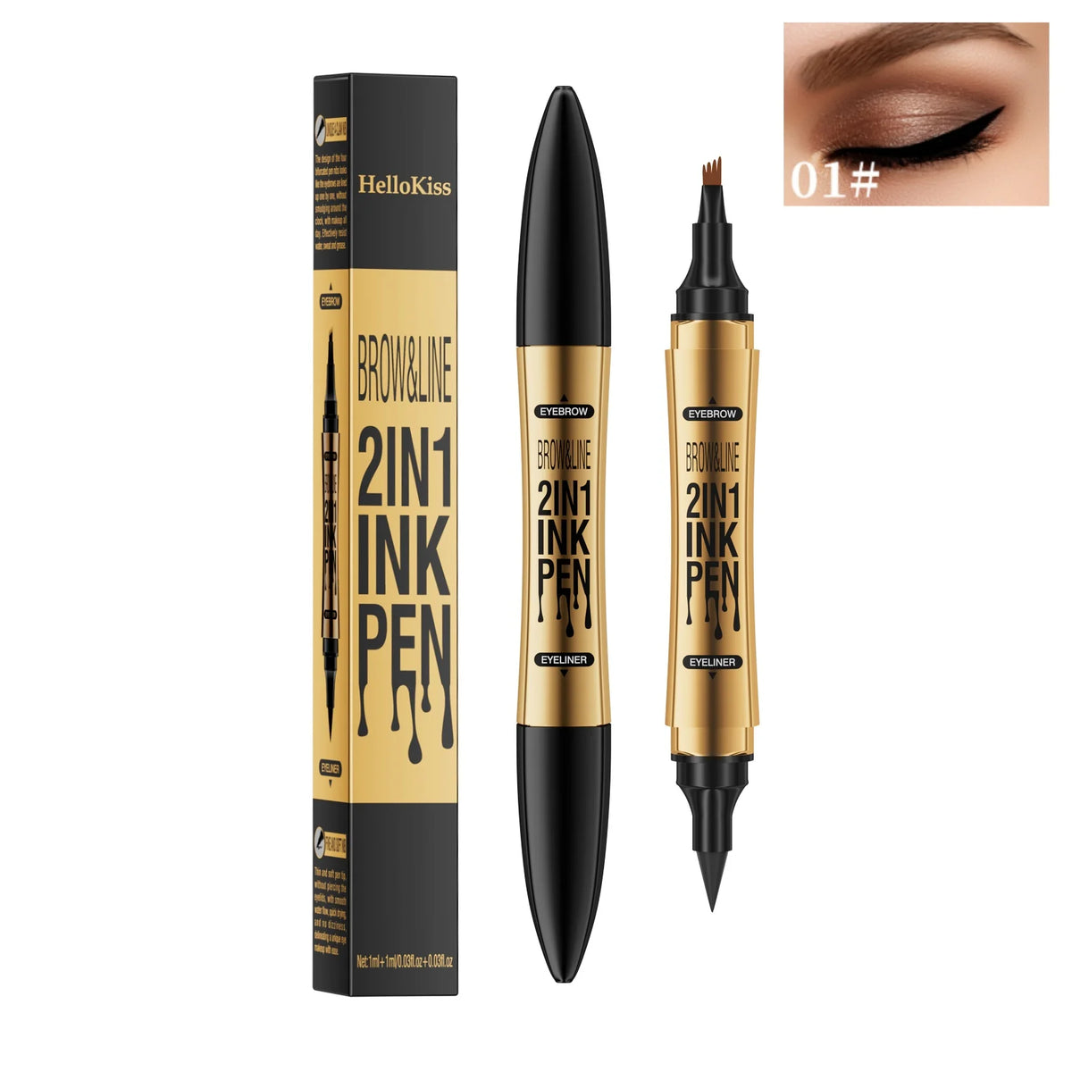 2-in-1 Waterproof Eyebrow Pen and Liquid Eyeliner