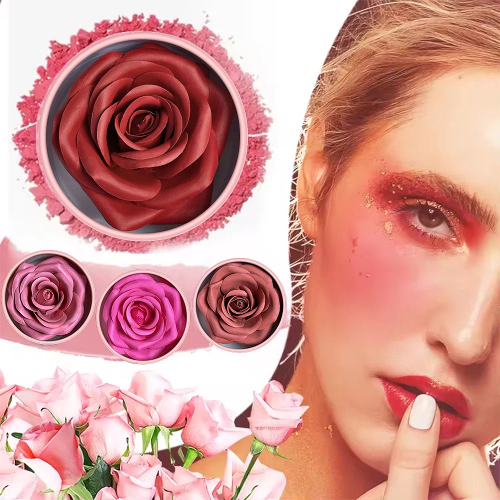 3D Rose Petal Blush Highlighter for Radiant Natural Complexion