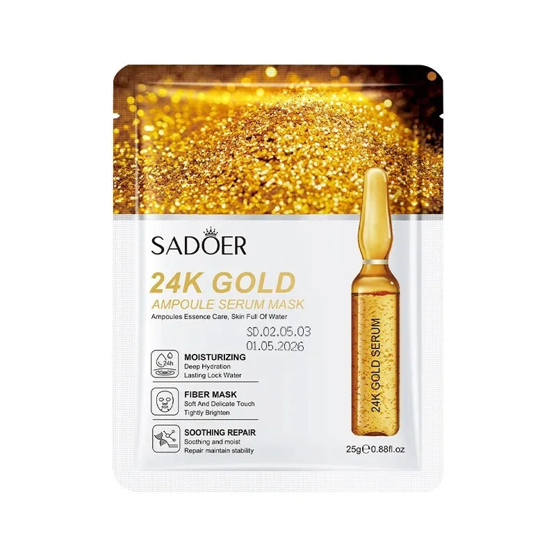 24K Gold Hydrating Ampoule Facial Sheet Mask Set