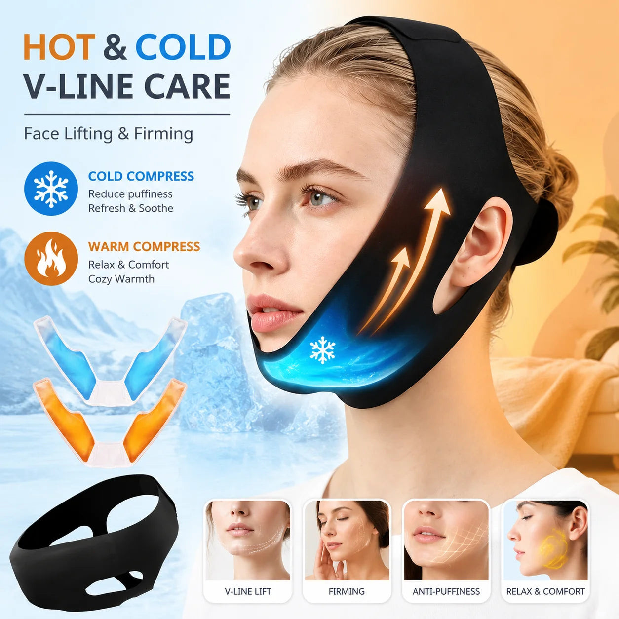 Hot and Cold V-Line Facial Lifting and Recovery Bandage - 1