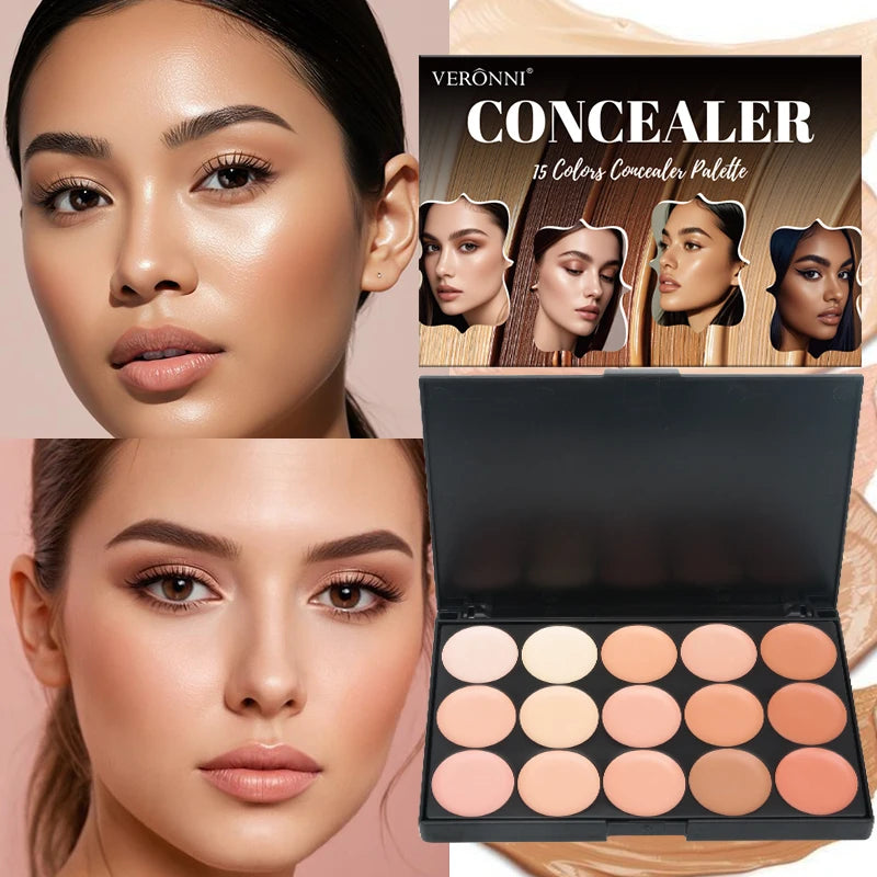 15-Color Professional Face Concealer and Contour Palette