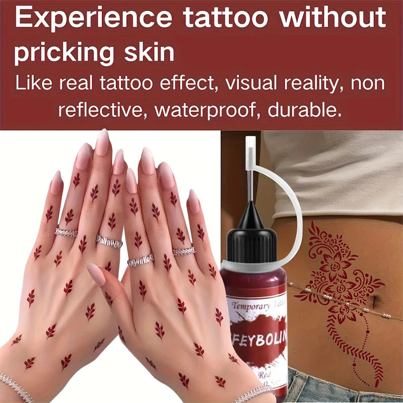 Long-Lasting Red Henna Temporary Tattoo Gel for Body Art - 5