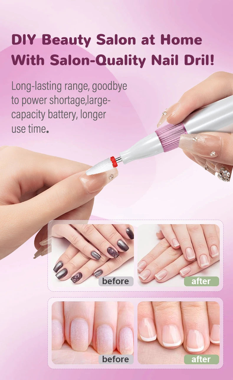 Professional Rechargeable Electric Nail Drill File Kit