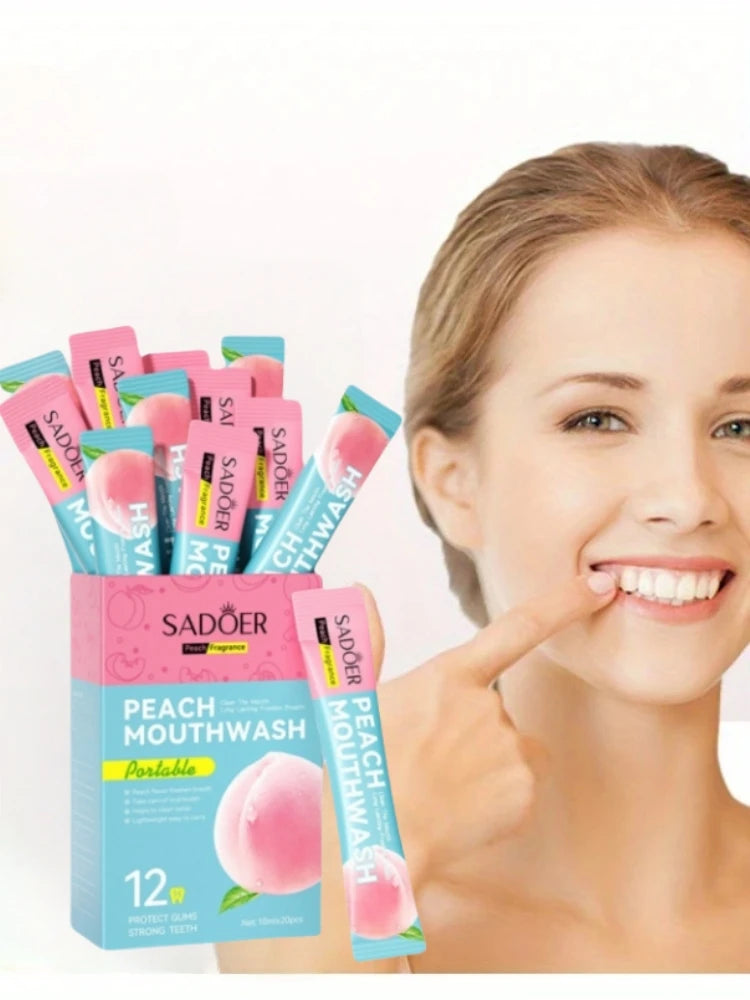 Portable Peach Flavored Mouthwash Sachets for Fresh Breath - 7