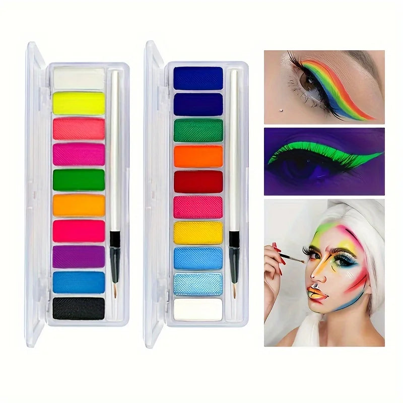 10-Color UV Glow Neon Face and Body Paint Palette - 27
