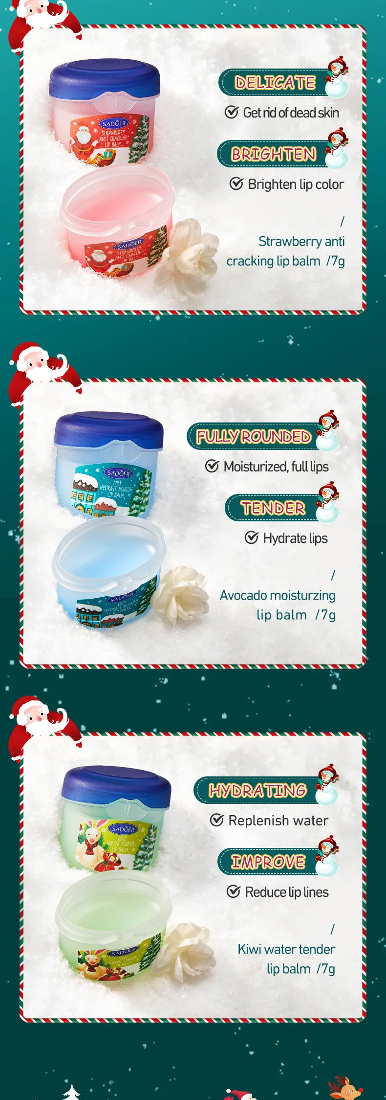 Hydrating Moisturizing Lip Balm Set for Dry Cracked Lips