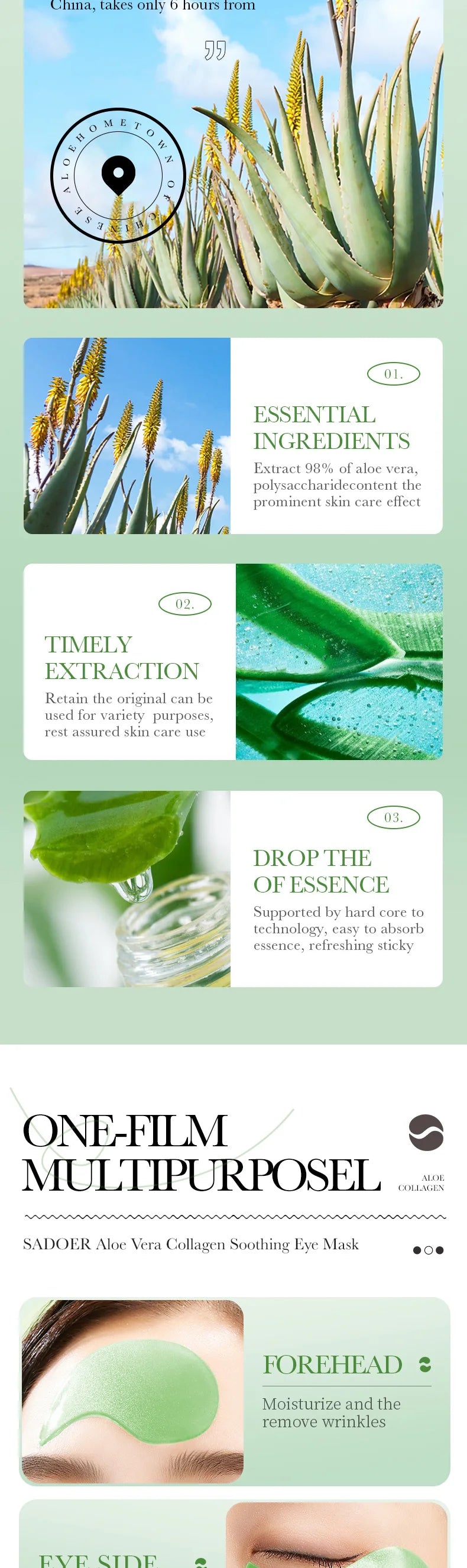Aloe Vera Collagen Soothing Eye Mask for Dark Circles