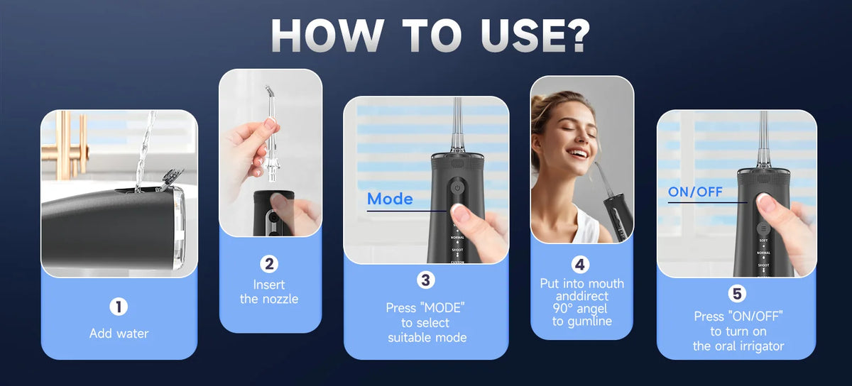 Portable Cordless Water Flosser for Deep Teeth Cleaning
