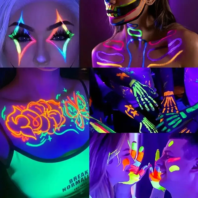 Neon UV Glow Face and Body Paint for Parties and Festivals