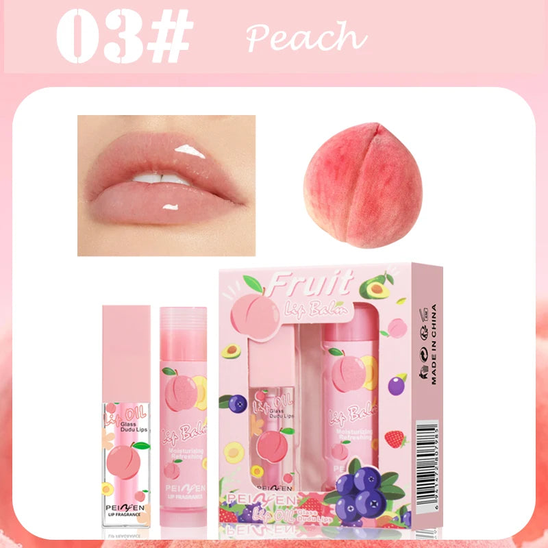Fruit Scented Moisturizing Lip Oil and Balm Set