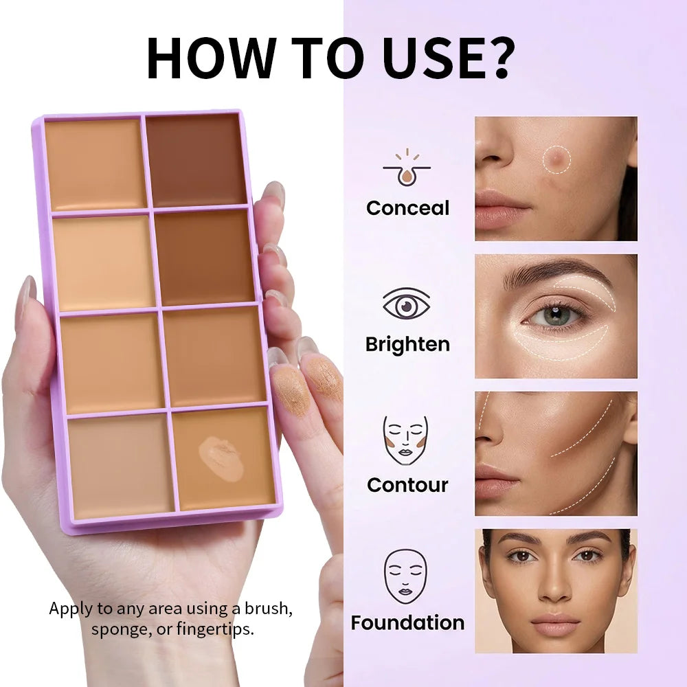 8-Color Professional Cream Concealer and Contour Palette