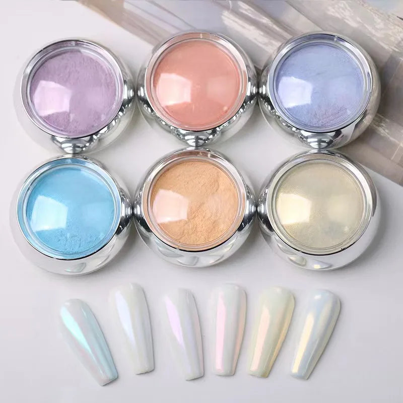Aurora Holographic Chrome Nail Powder Pigment Set