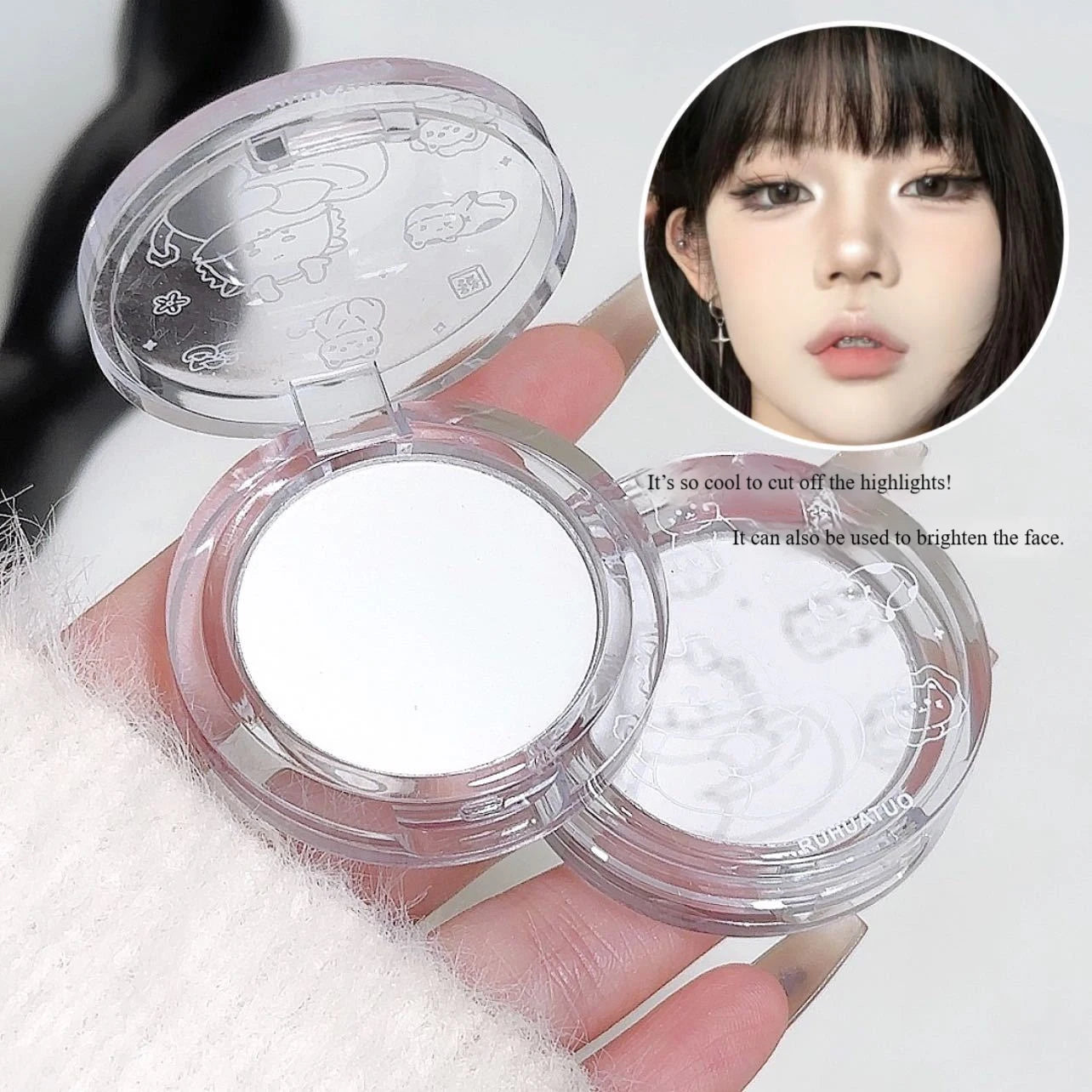 Matte White Face Highlighter and Contour Powder - 2
