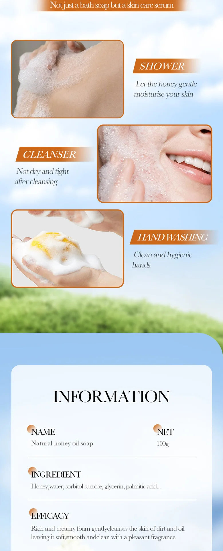 Natural Honey Handmade Cleansing Bar for Smooth Glowing Skin