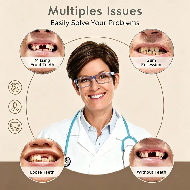 Comfortable Realistic Silicone Smile Dentures for Adults