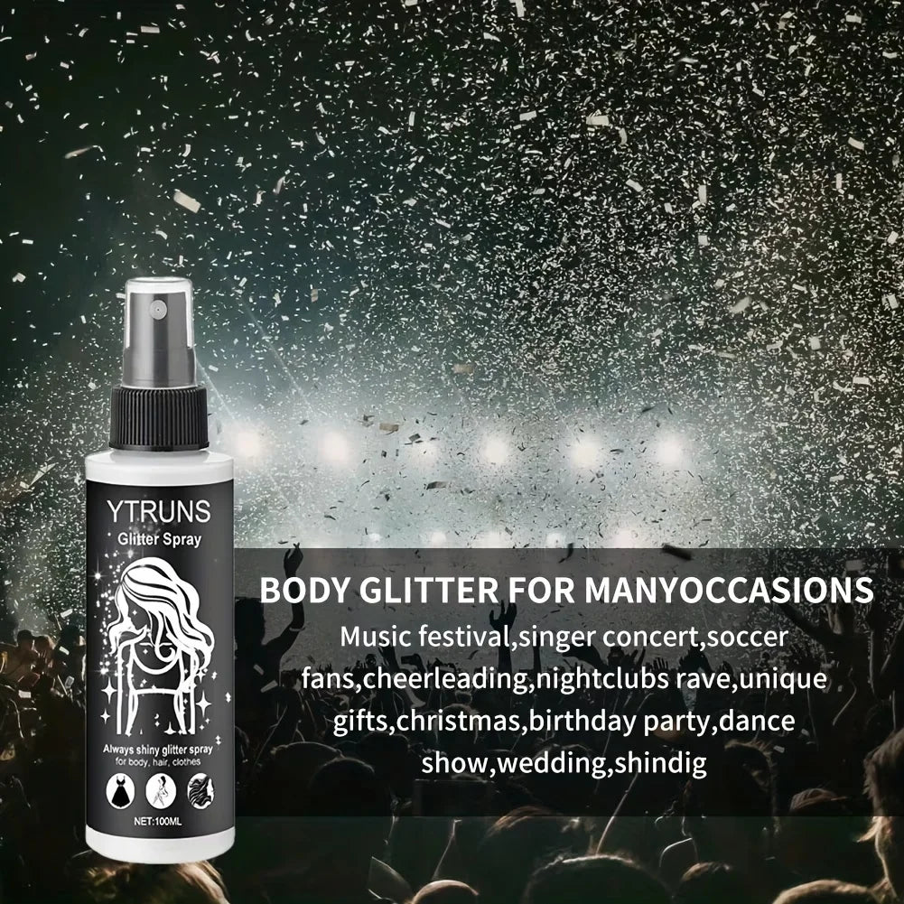 Shimmering High-Gloss Glitter Spray for Body, Hair, and Clothes