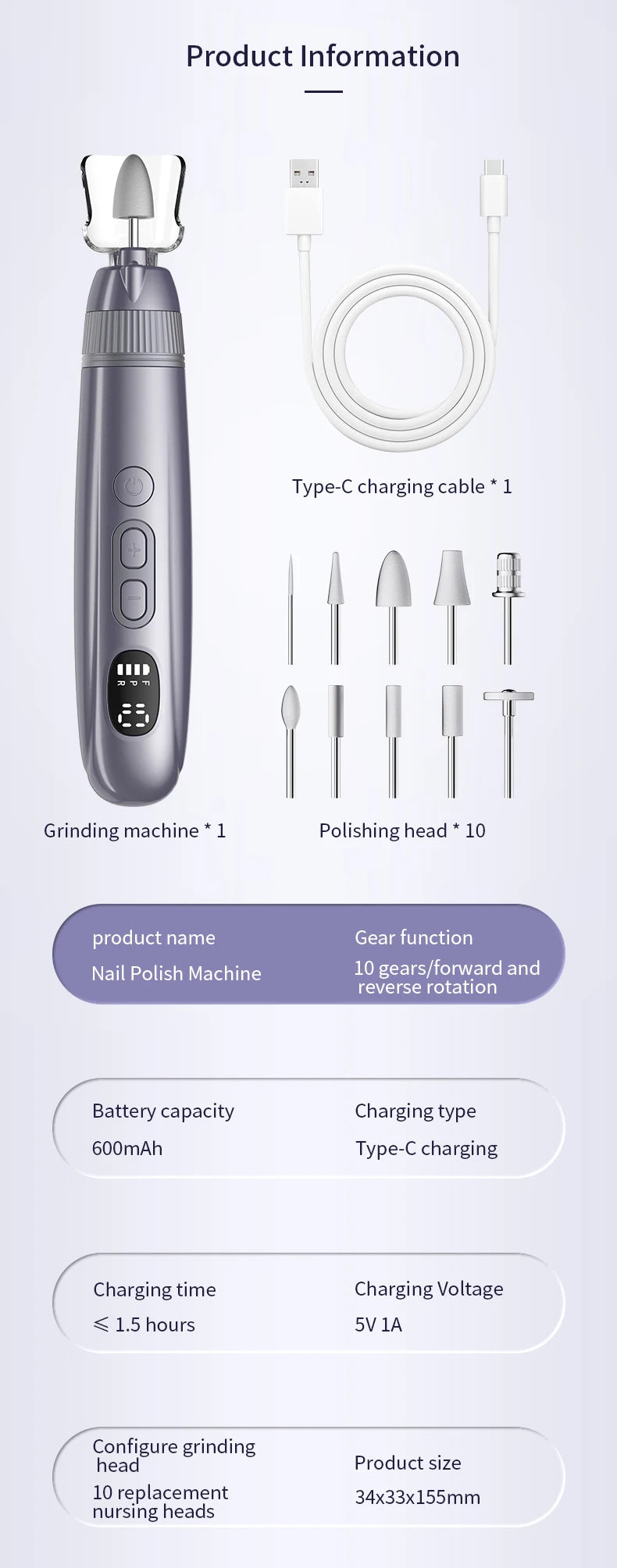 Electric Cordless Nail Drill and Manicure Kit - 20