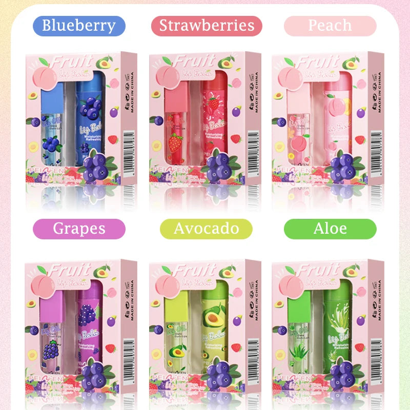 Fruit Scented Moisturizing Lip Oil and Balm Set