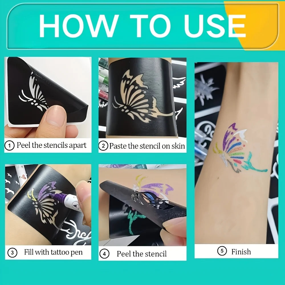 Temporary Body Art Tattoo Marker Pen Set