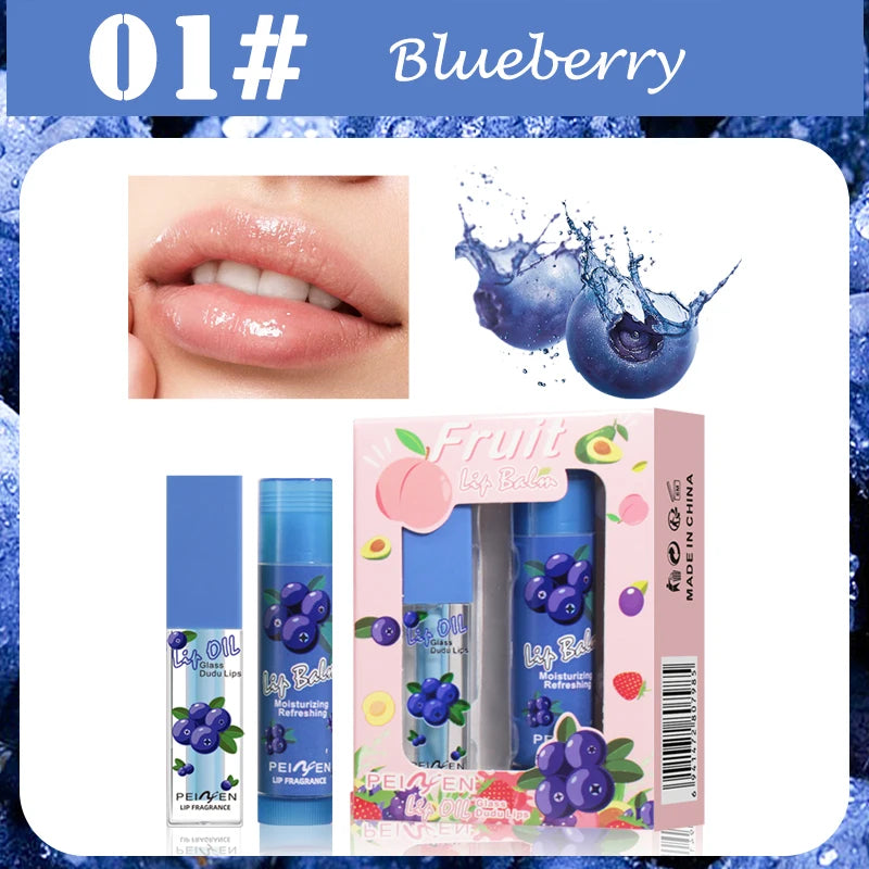 Fruit Scented Moisturizing Lip Oil and Balm Set - 30