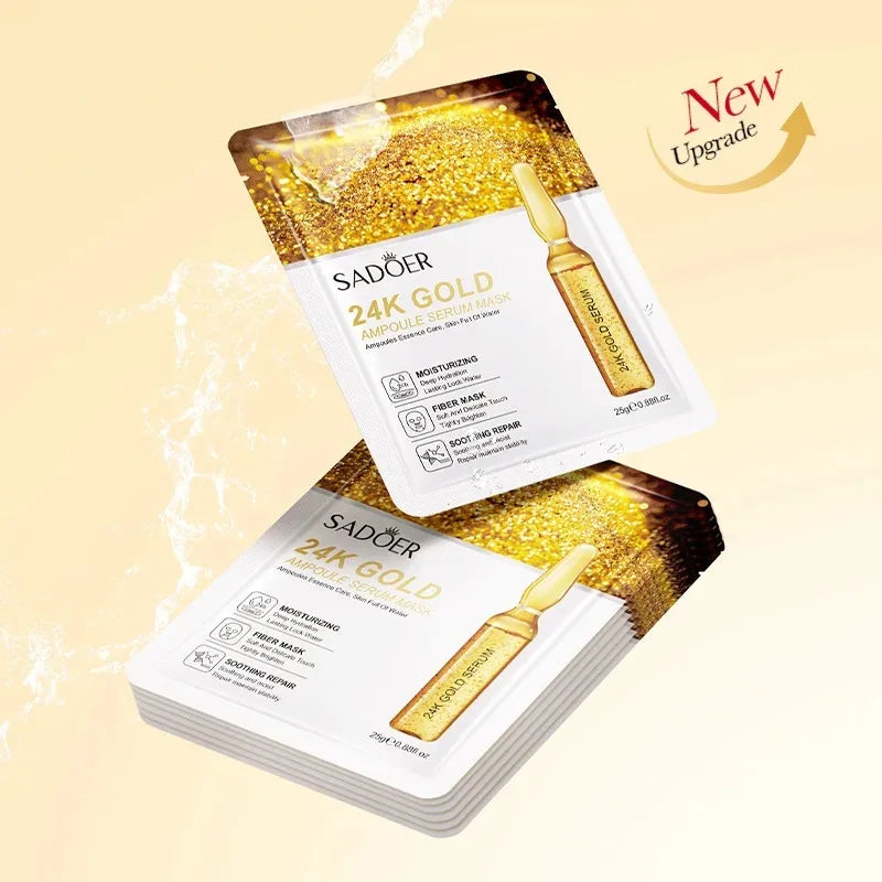 24K Gold Hydrating Ampoule Facial Sheet Mask Set