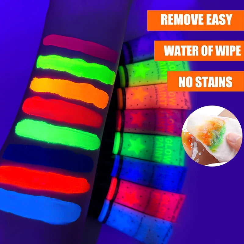 Fluorescent UV Glow Face and Body Paint Set - 5
