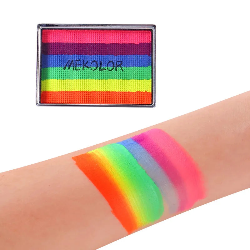 UV Glow Rainbow Face and Body Paint Palette