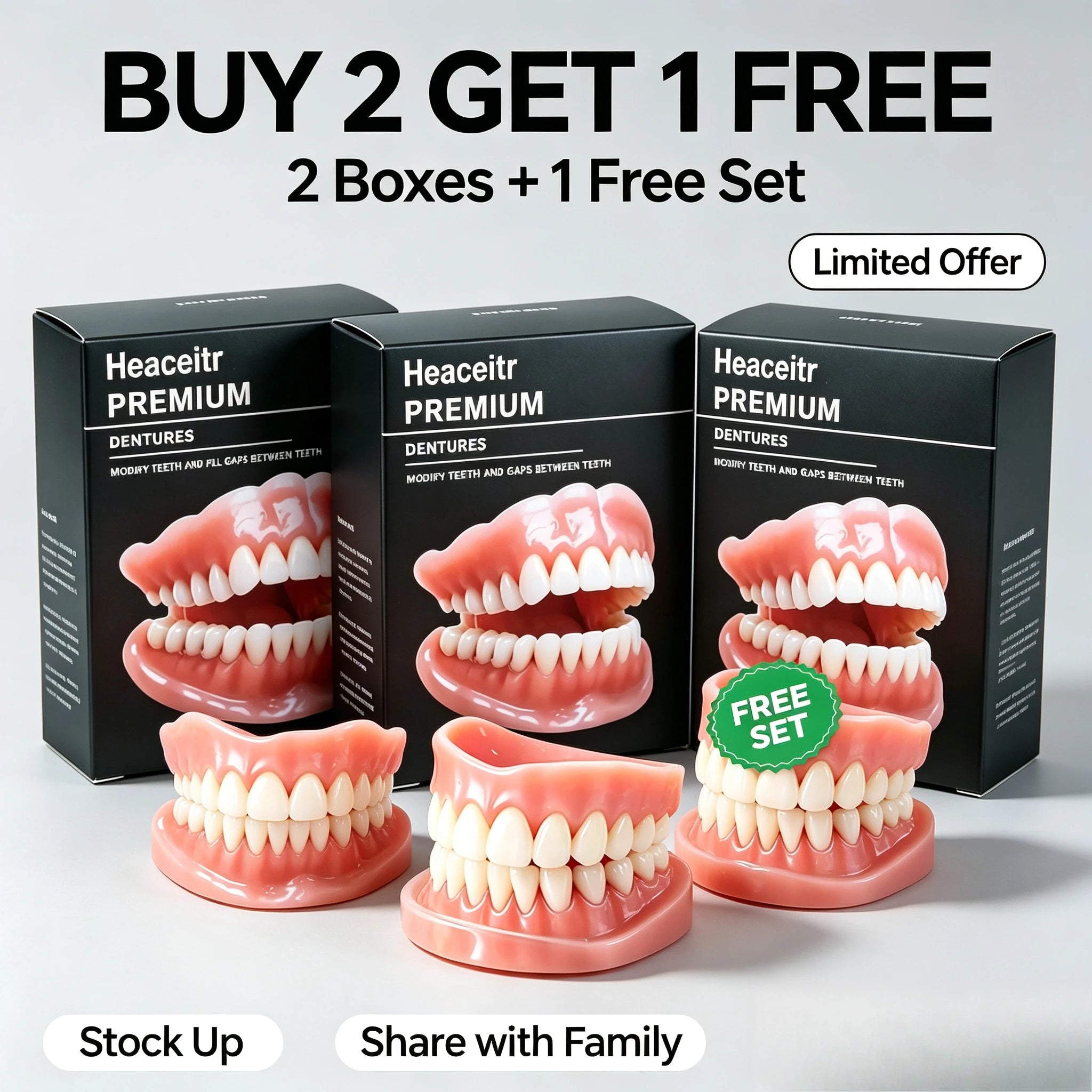 Custom Fit Silicone Cosmetic Dentures - 9