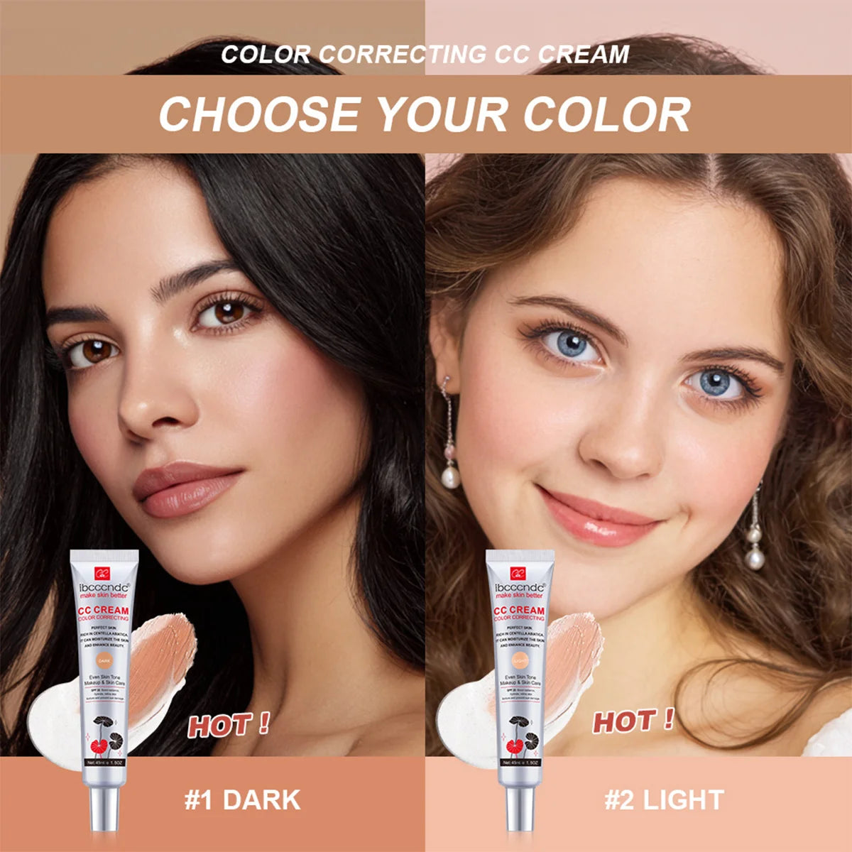 Color Correcting CC Cream and Sunscreen Blush Stick Set - 8