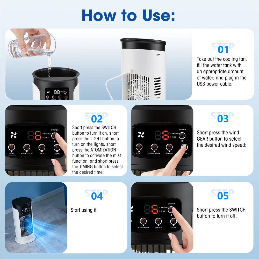 Portable Desktop Air Cooling and Humidifying Fan - 8