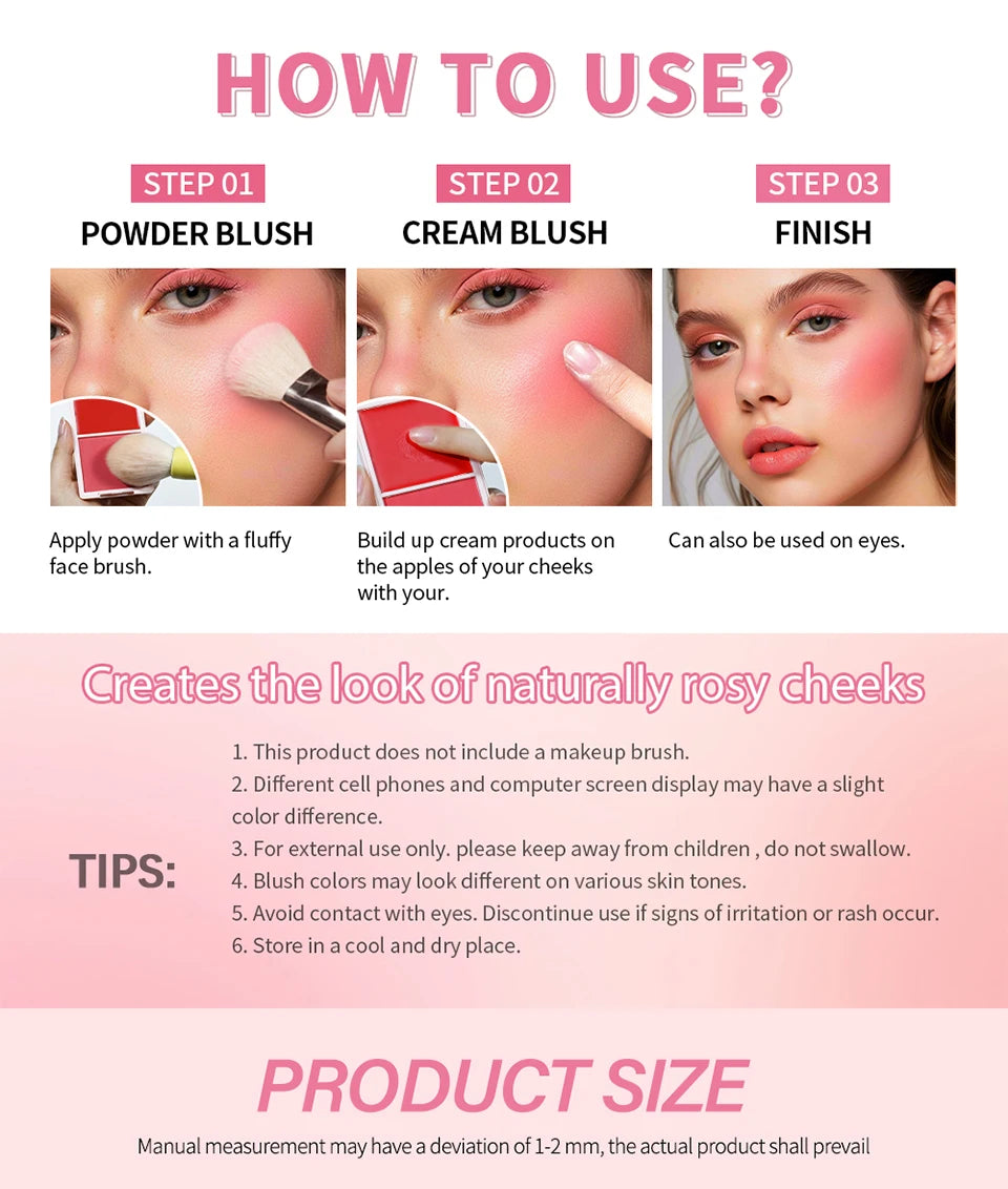 2-in-1 Cream and Powder Face Blush Duo
