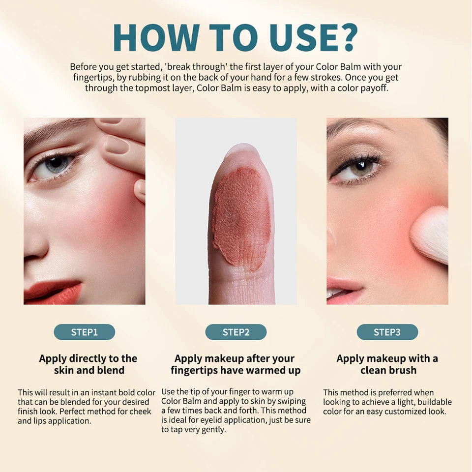 SPF 50 Tinted Sunscreen Blush Stick for Cheeks and Lips