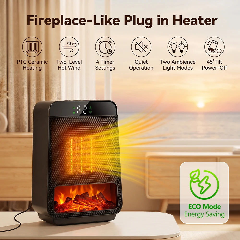 Portable Electric Space Heater with Rapid Ceramic Heating