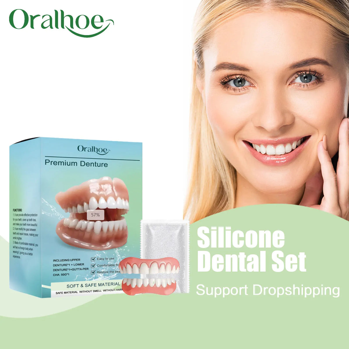 Temporary Silicone Cosmetic Denture Set for Smile Improvement