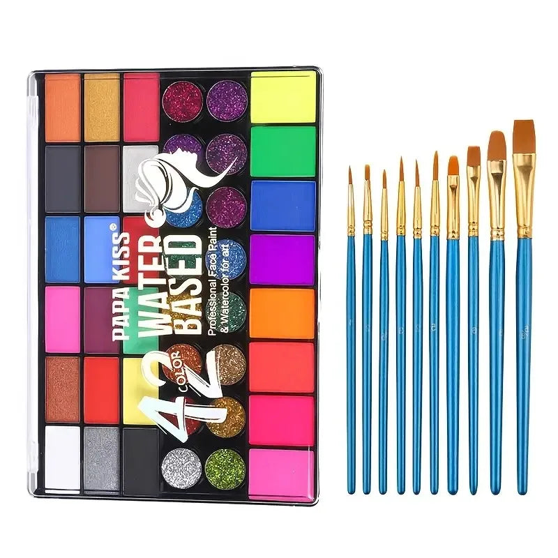 42-Color Water-Activated Face and Body Paint Makeup Set